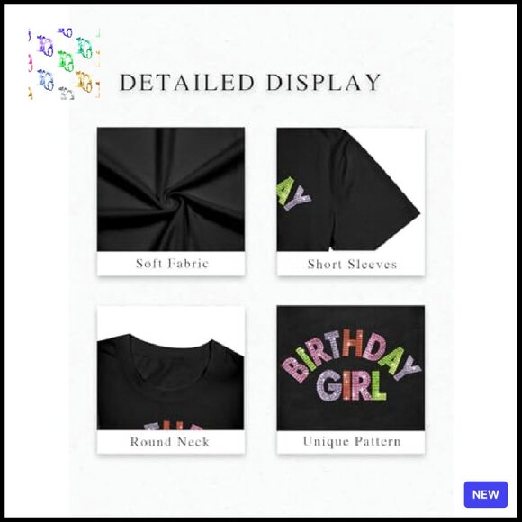 Glitter Birthday Graphic Tee Y2K Crop Top Short Sleeve Party Wear Chic - Picture 4 of 4